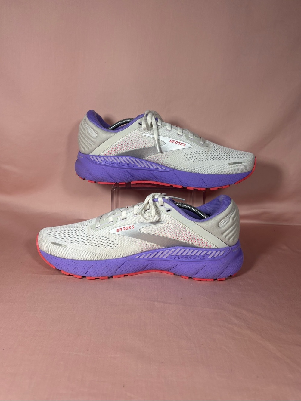 Brooks Adrenaline GTS 22 White/Coral/Purple Women's Running Sneaker Size 12 - Picture 2 of 16